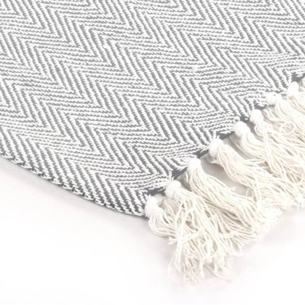 Throw Cotton Herringbone – 220×250 cm, Grey