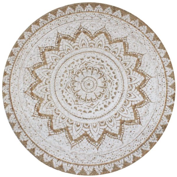 Area Rug Braided Jute Printed Round