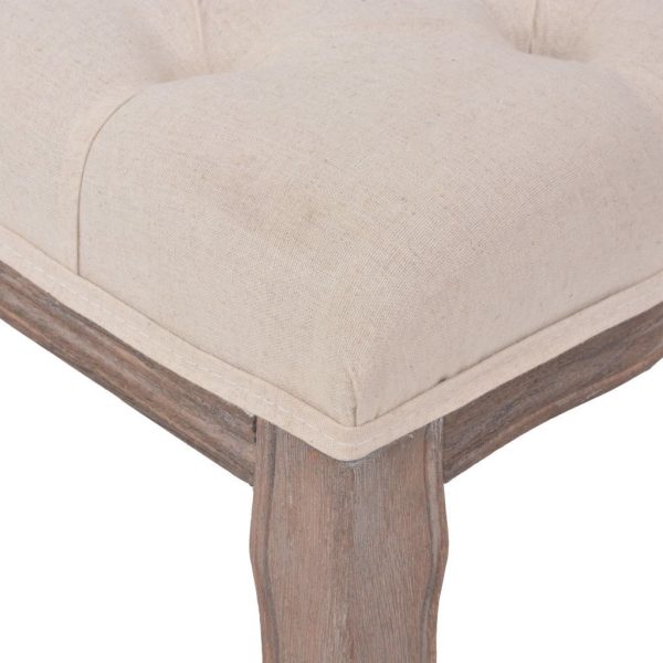 Bench Linen Solid Wood 110x38x48 cm – Cream White