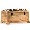 Storage Bench Genuine Leather and Solid Mango Wood 80x44x44 cm – Brown and White