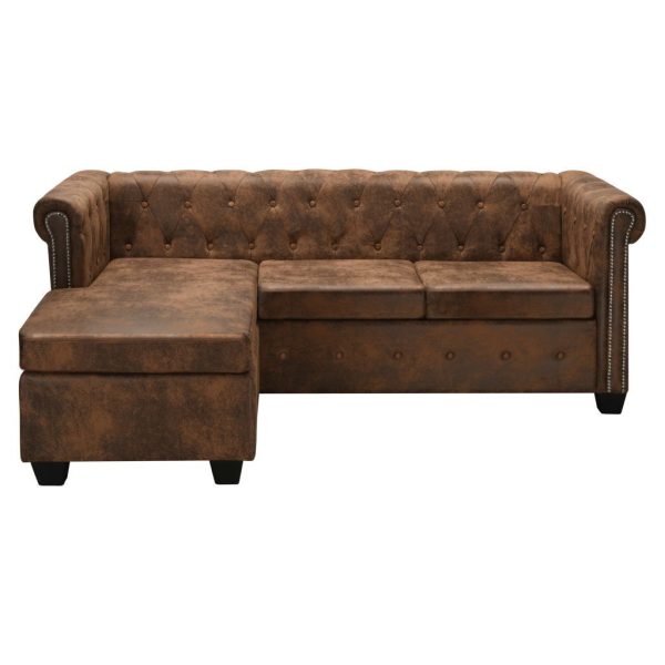 Hacienda L-shaped Chesterfield Sofa Artificial Suede Leather