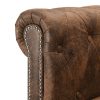 Hacienda L-shaped Chesterfield Sofa Artificial Suede Leather – Brown