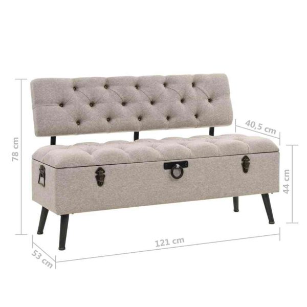 Storage Bench with Backrest Artificial Leather – 121x53x78 cm, Cream