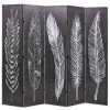 Hanover Folding Room Divider Feathers Black and White – 200×170 cm