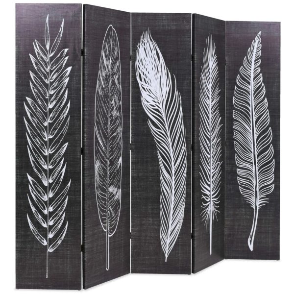 Hanover Folding Room Divider Feathers Black and White – 200×170 cm