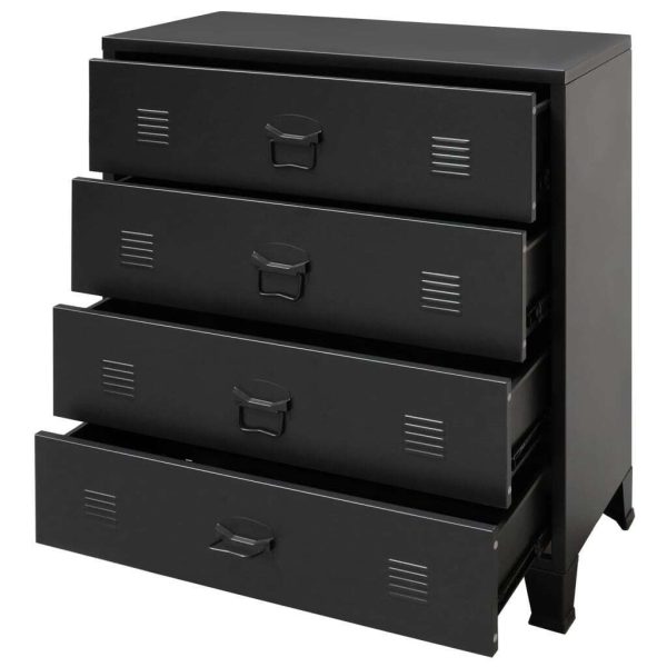 Chest of Drawers Metal Industrial Style 78x40x93 cm – Black