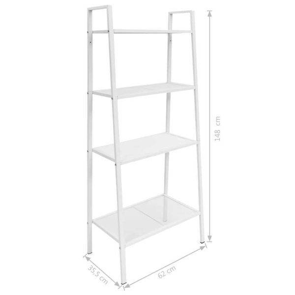 Ladder Bookcase 4 Tiers Metal – White