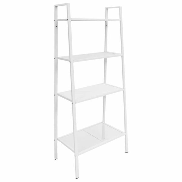 Ladder Bookcase 4 Tiers Metal – White