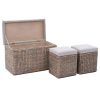 Bench with 2 Ottomans Seagrass – Grey