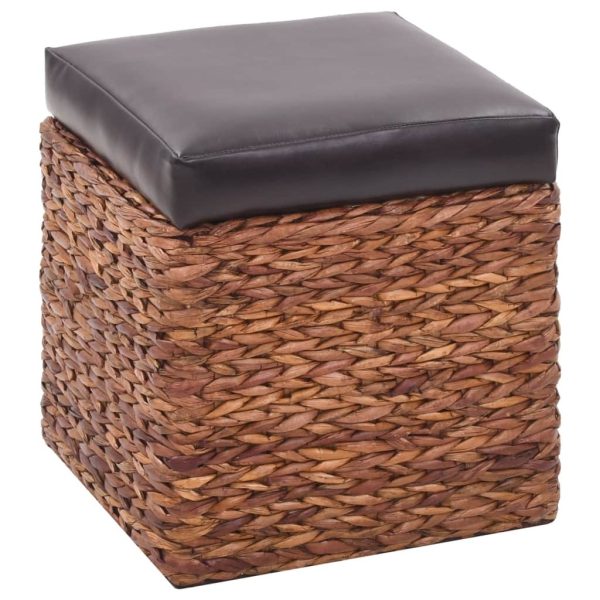 Bench with 2 Ottomans Seagrass – Brown and Black