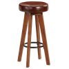 Bar Chairs 2 pcs Real Leather and Solid Acacia Wood – Dark Brown