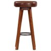 Bar Chairs 2 pcs Real Leather and Solid Acacia Wood – Dark Brown