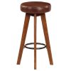 Bar Chairs 2 pcs Real Leather and Solid Acacia Wood – Dark Brown