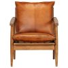 Armchair Real Leather with Acacia Wood – Brown