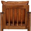 Armchair Real Leather with Acacia Wood – Brown