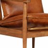 Armchair Real Leather with Acacia Wood – Brown