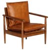 Armchair Real Leather with Acacia Wood – Brown