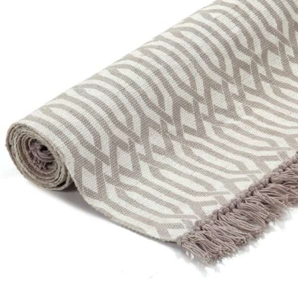 Kilim Rug Cotton with Pattern Taupe