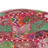 Patchwork Pouffe Round Cotton Handmade 40×20 cm – Pink