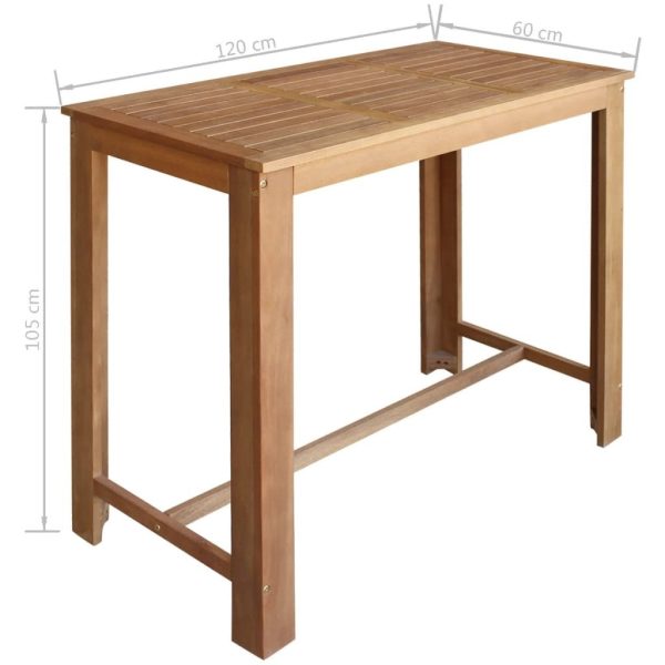 Bar Table and Stool Set Solid Acacia Wood – 5