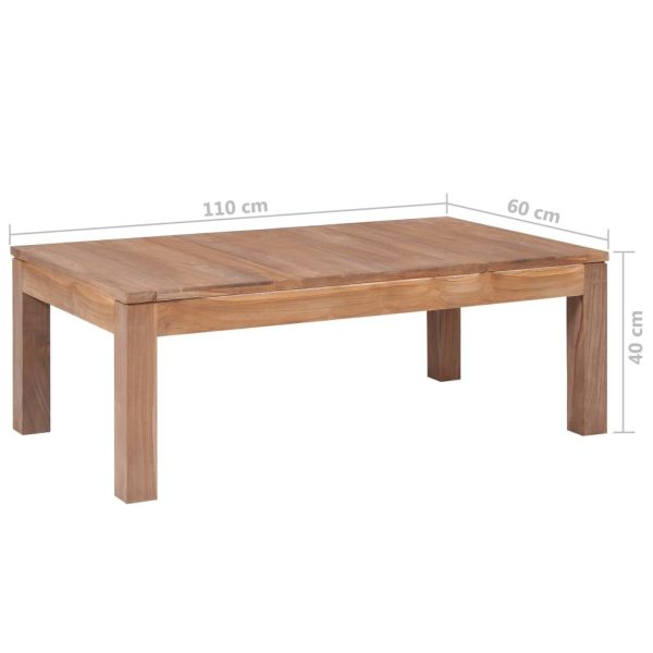 Coffee Table Solid Teak Wood with Natural Finish – 110x60x40 cm