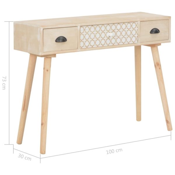 Console Table with 3 Drawers 100x30x73 cm Solid Pinewood – Light Brown