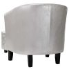 Tub Chair with Footstool Faux Leather – Silver