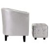 Tub Chair with Footstool Faux Leather – Silver