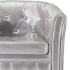 Tub Chair with Footstool Faux Leather – Silver