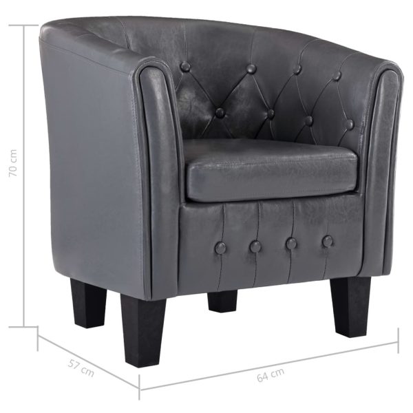 Tub Chair Faux Leather – Grey