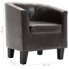 Tub Chair Faux Leather – Dark Brown (With Stool)