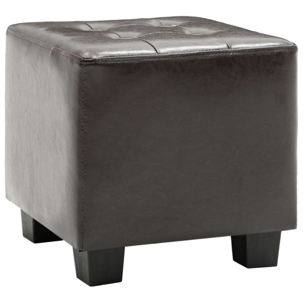 Tub Chair Faux Leather – Dark Brown (With Stool)