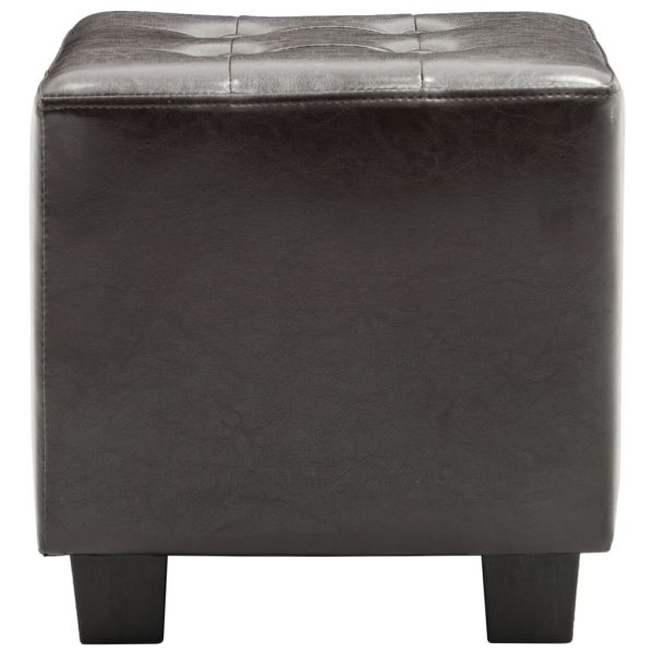 Tub Chair Faux Leather – Dark Brown (With Stool)