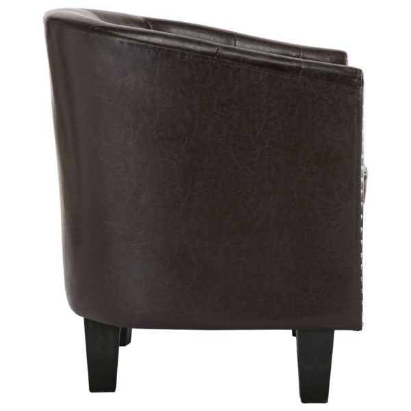 Tub Chair Faux Leather – Brown