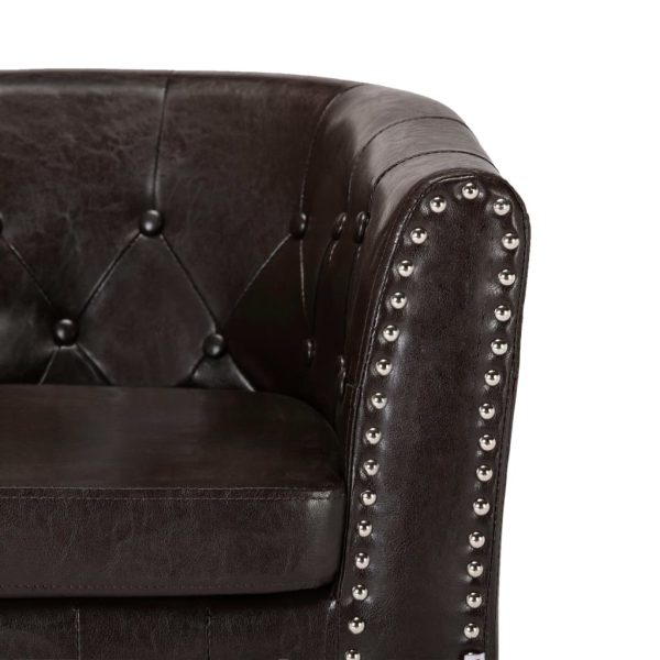 Tub Chair Faux Leather – Brown