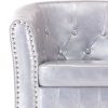 Tub Chair with Footstool Faux Leather – Silver