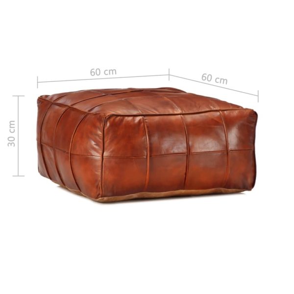 Pouffe Tan 60x60x30 cm Genuine Goat Leather – Tan