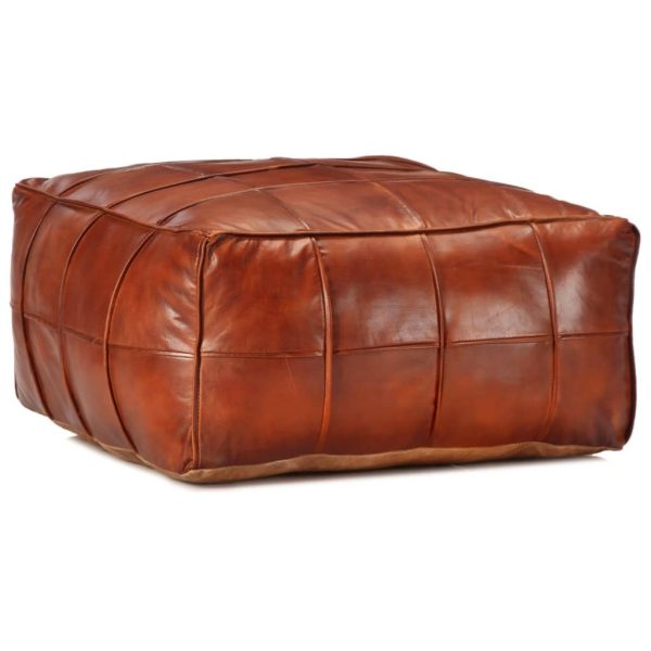 Pouffe Tan 60x60x30 cm Genuine Goat Leather – Tan