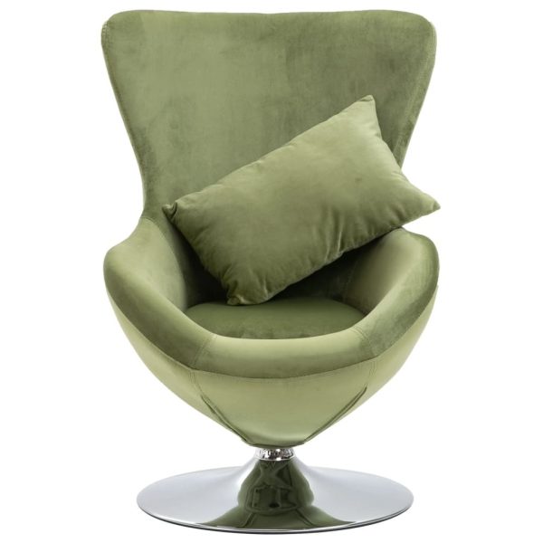 Swivel Egg Chair with Cushion Small Velvet – Light Green