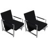 Armchairs 2 pcs with Chrome Frame Faux Leather – Black