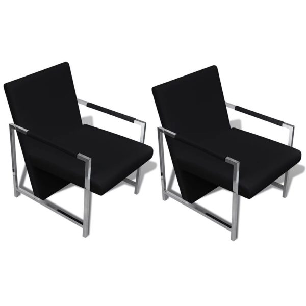 Armchairs 2 pcs with Chrome Frame Faux Leather