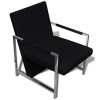 Armchairs 2 pcs with Chrome Frame Faux Leather – Black