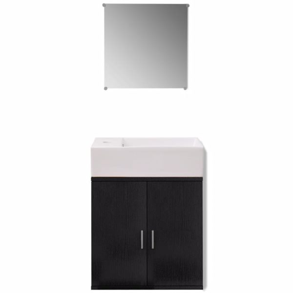 Three Piece Bathroom Furniture and Basin Set – Black, Model 2