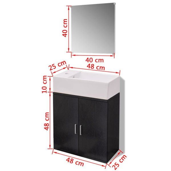 Three Piece Bathroom Furniture and Basin Set – Black, Model 2