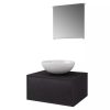 Four Piece Bathroom Furniture Set with Basin with Tap – Black, Model 1