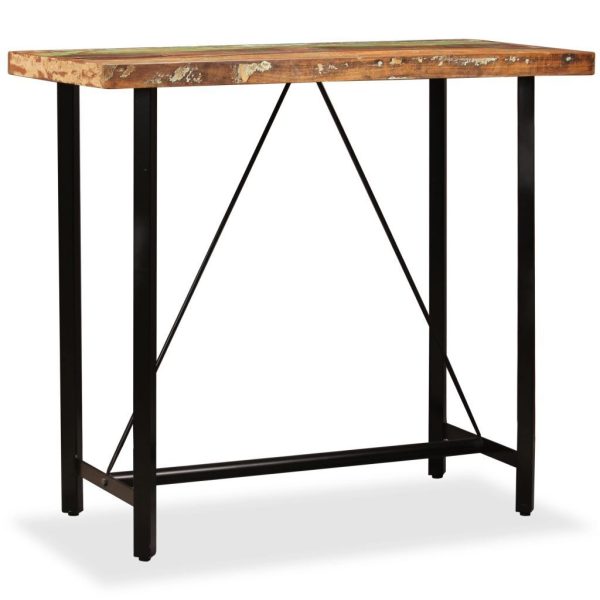 Bar Set Solid Wood Reclaimed. Genuine Leather & Canvas – 5