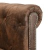 Cranston L-shaped Chesterfield Sofa Artificial Suede Leather – Brown