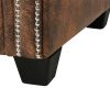 Cranston L-shaped Chesterfield Sofa Artificial Suede Leather – Brown