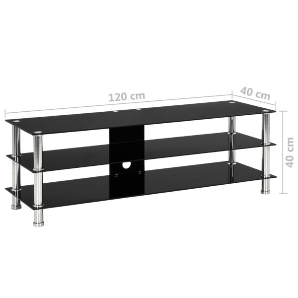 Dentsville TV Stand Tempered Glass – 120x40x40 cm, Black