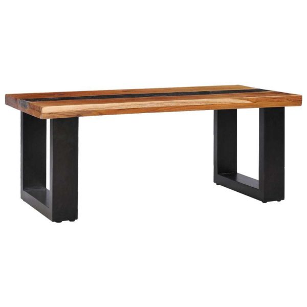 Coffee Table 100x50x40 cm Solid Teak Wood – MULTICOLOUR, Polyresin